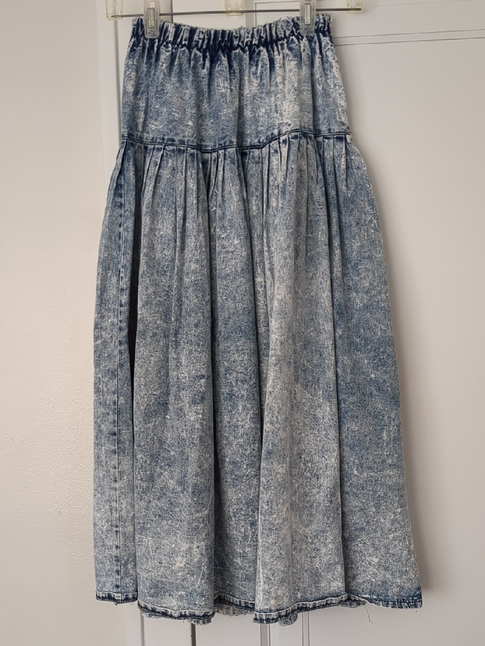 Palmetto's Vintage 80s Acid Wash Drop Waist Long Denim Skirt Small Cotton